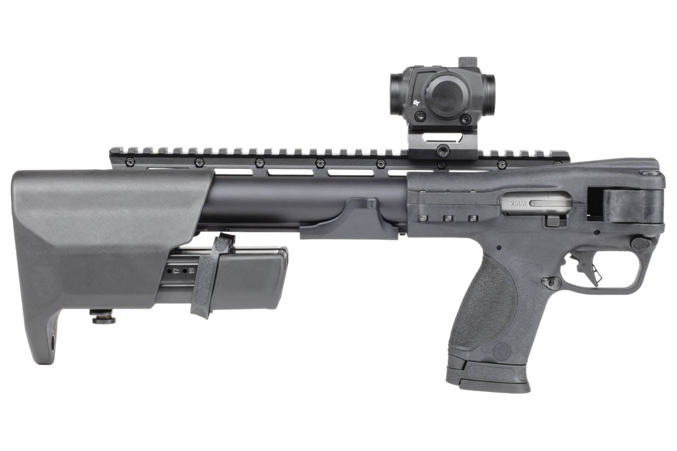 SMITH AND WESSON MP FPC 9mm Black Folding Carbine with Crimson Trace Red/Green Dot Optic